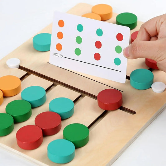 Montessori Wooden Colorful Slide Puzzle Board Game Color Matching Slide Sensory Educational Toys Preschool Activity for Toddlers